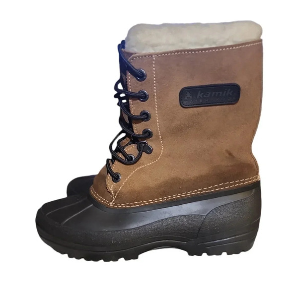 KAMIK CANADA women's Suede winter WOOL LINED SNOW BOOTS WATERPROOF & Rubber 8 M - Picture 2 of 8